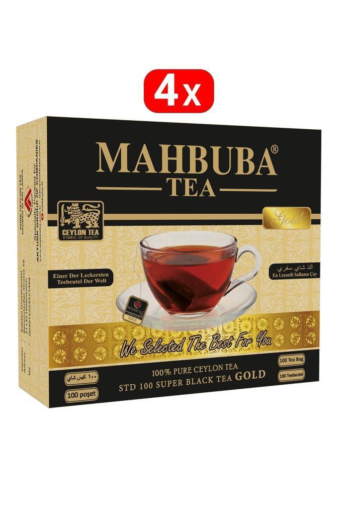 Mahbuba Tea 4 Adet Siyah Sallama Süzen Bardak Poşet Gold Çay Kaçak Seylan ( Ceylon ) 100x2gr